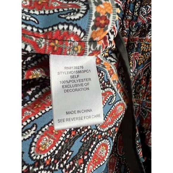 Daniel Rainn V Neck with Tie Paisley Blouse Top- Size S - Picture 4 of 4